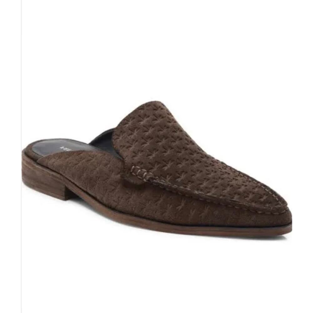 FREE PEOPLE Dragonfly Embossed Leather Loafers Brown Slip On Size 8.5